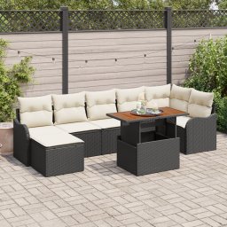vidaXL Tuin Sofa Set 8 st Zwart en crème