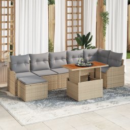vidaXL Tuin Sofa Set 8 st beige en lichtgrijs