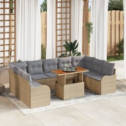 vidaXL Tuin Sofa Set 10 st 9-Aantal zitplaatsen beige en lichtgrijs