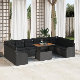 vidaXL Tuin Sofa Set 11 st 10-Aantal zitplaatsen Zwart