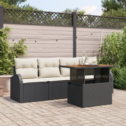 vidaXL Tuin Sofa Set 5 st Zwart en Crème