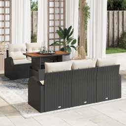 vidaXL Tuin Sofa Set 6 st Zwart en crème