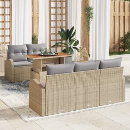 vidaXL Tuin Sofa Set 6 st beige en lichtgrijs