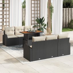 vidaXL Tuin Sofa Set 7 st Zwart en crème