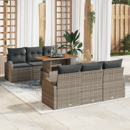 vidaXL Tuin Sofa Set 7 st Grijs