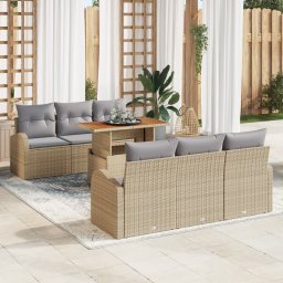 vidaXL Tuin Sofa Set 7 st beige en lichtgrijs