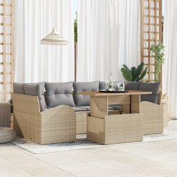 vidaXL Tuin Sofa Set 7 st beige en lichtgrijs