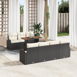 vidaXL Tuin Sofa Set 8 st Zwart en crème