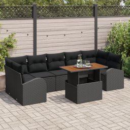 vidaXL Tuin Sofa Set 8 st Zwart