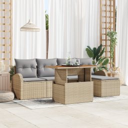 vidaXL Tuin Sofa Set 6 st beige en lichtgrijs