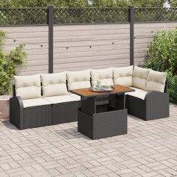 vidaXL Tuin Sofa Set 7 st Zwart en Crème
