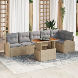vidaXL Tuin Sofa Set 7 st beige en lichtgrijs
