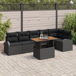 vidaXL Tuin Sofa Set 7 st Zwart