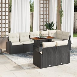 vidaXL Tuin Sofa Set 9 st Zwart en crème