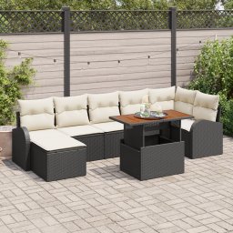 vidaXL Tuin Sofa Set 8 st Zwart en crème