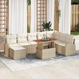 vidaXL Tuin Sofa Set 9 st beige en crèmekleurig
