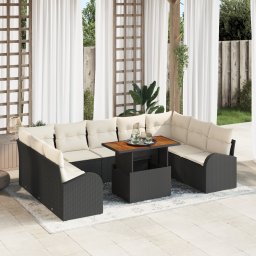 vidaXL Tuin Sofa Set 10 st Zwart en crème