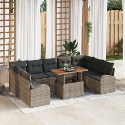 vidaXL Tuin Sofa Set 10 st Grijs Poly rattan en gepoedercoat staal
