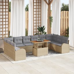 vidaXL Tuin Sofa Set 11 st beige en lichtgrijs