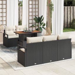 vidaXL Tuin Sofa Set 6 st 5-Aantal zitplaatsen Zwart en crème