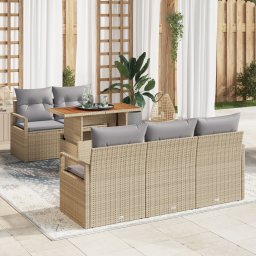 vidaXL Tuin Sofa Set 6 st 5-Aantal zitplaatsen beige en lichtgrijs