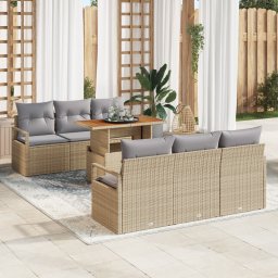 vidaXL Tuin Sofa Set 7 st 6-Aantal zitplaatsen beige en lichtgrijs