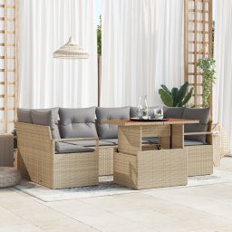 vidaXL Tuin Sofa Set 7 st 6-Aantal zitplaatsen beige en lichtgrijs