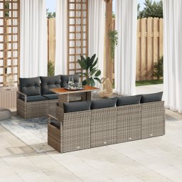 vidaXL Tuin Sofa Set 8 st 7-Aantal zitplaatsen Grijs en Bruin