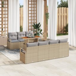 vidaXL Tuin Sofa Set 8 st 7-Aantal zitplaatsen Beige en Grijs