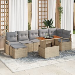 vidaXL Tuinbankenset 8 st Beige en Grijs