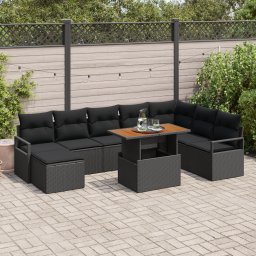 vidaXL Tuinbankenset 9 st Zwart en Bruin