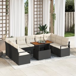 vidaXL Tuinbankenset 10 st 9-Aantal zitplaatsen Zwart en Crème