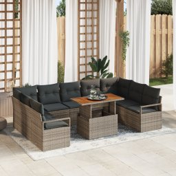 vidaXL Tuinbankenset 10 st 9-Aantal zitplaatsen Grijs en Bruin