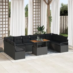 vidaXL Tuinbankenset 11 st 10-Aantal zitplaatsen Zwart en Bruin