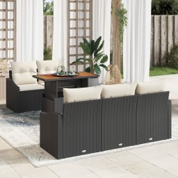 vidaXL Tuinbankenset 6 st Zwart en Crème