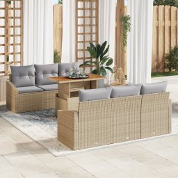 vidaXL Tuinbankenset 7 st Beige en Grijs