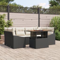 vidaXL Tuinbankenset 7 st Zwart en Crème