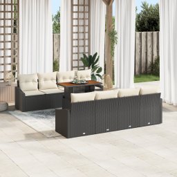 vidaXL Tuinbankenset 9 st Zwart en Crème