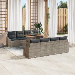 vidaXL Tuinbankenset 9 st Grijs en Bruin