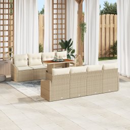 vidaXL Tuinbankenset 9 st Beige en Crème