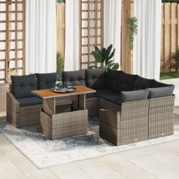 vidaXL Tuinbankenset 9 st Grijs en Bruin