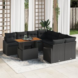 vidaXL Tuinbankenset 9 st Zwart en Bruin
