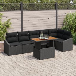 vidaXL Tuinbankenset 7 st Zwart en Bruin