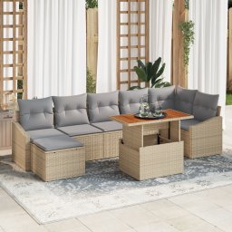 vidaXL Tuinbankenset 8 st Beige en Grijs