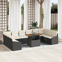 vidaXL Tuinbankenset 11 st Zwart en Crème