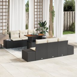 vidaXL Tuinbankenset 7 st Zwart poly rattan