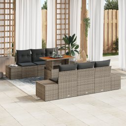 vidaXL Tuinbankenset 7 st Grijs poly rattan