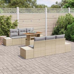 vidaXL Tuinbankenset 7 st Beige 100 x 55 x 73 cm poly rattan