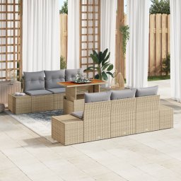 vidaXL Tuinbankenset 7 st Beige poly rattan