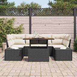 vidaXL Tuinbankenset 7 st Zwart 100 x 55 x 73 cm poly rattan